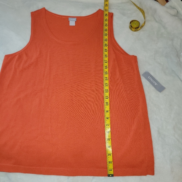 Chico's Orange Tank Sweater Size 3 Pullover Cotton Blend - Picture 5 of 10